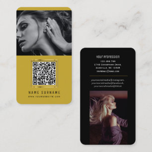 photos qr code scannable barcode modern yellow business card