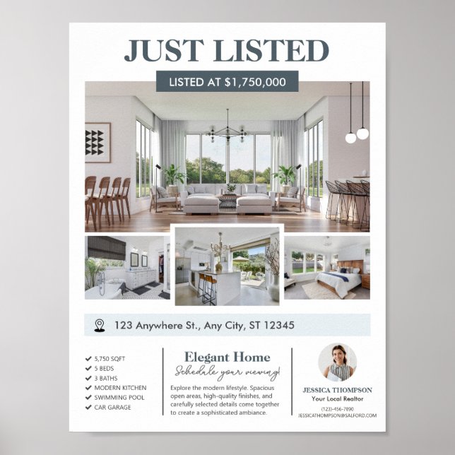 Photos Real Estate New Home Editable Listing Poster (Front)