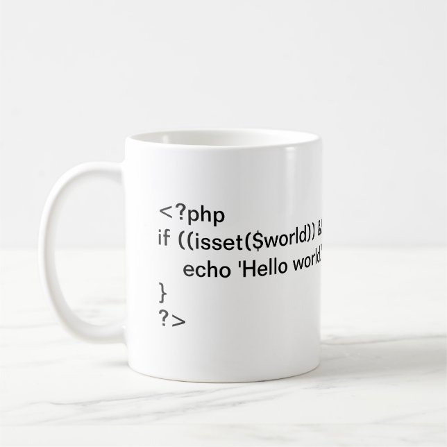 PHP Hello World ! tasse de code conditionnel (Gauche)
