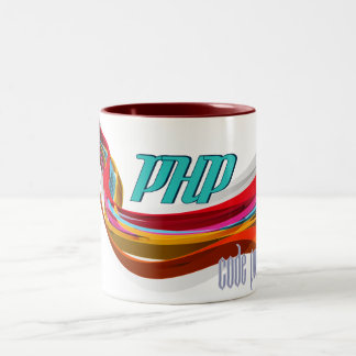 PHP- Red Orange Grey Smooth wave Two-Tone Coffee Mug