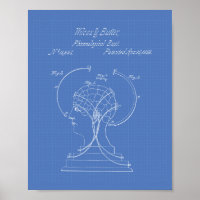 Phrenological Bust 1856 Patent Art Blueprint