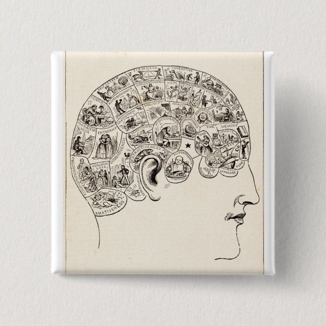 Phrenology 2 Inch Square Button (Front)