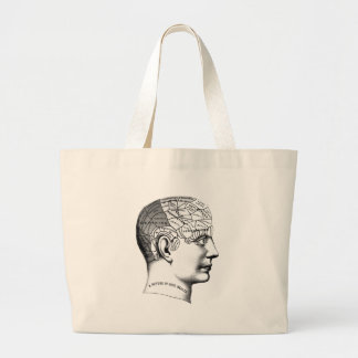 Phrenology Head Black and White Large Tote Bag