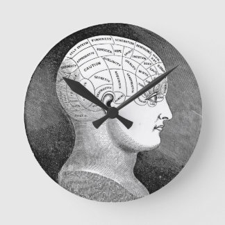 Phrenology Head Diagram Round Clock
