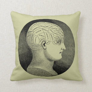 Phrenology Head Diagram Throw Pillow