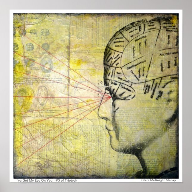 Phrenology Skull 3  Vintage Eye Poster (Front)