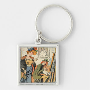 Phryne: caricature of an artist's model keychain