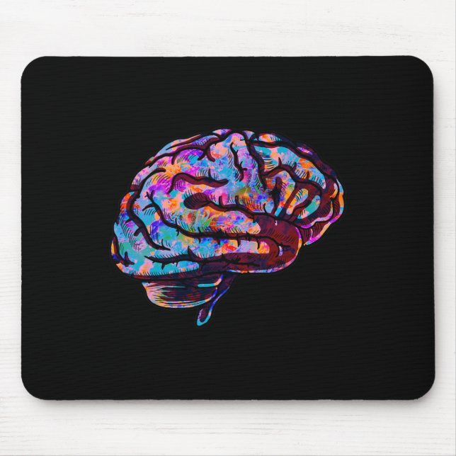 Phsychedelic Art Tie Dye Human Brain Cool Neurolog Mouse Pad (Front)