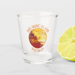 Phu Quoc Island Vietnam Retro Distressed Circle Shot Glass