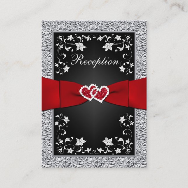 Phuile noire en argent FAUX, Floral, Carte de réce (Devant)