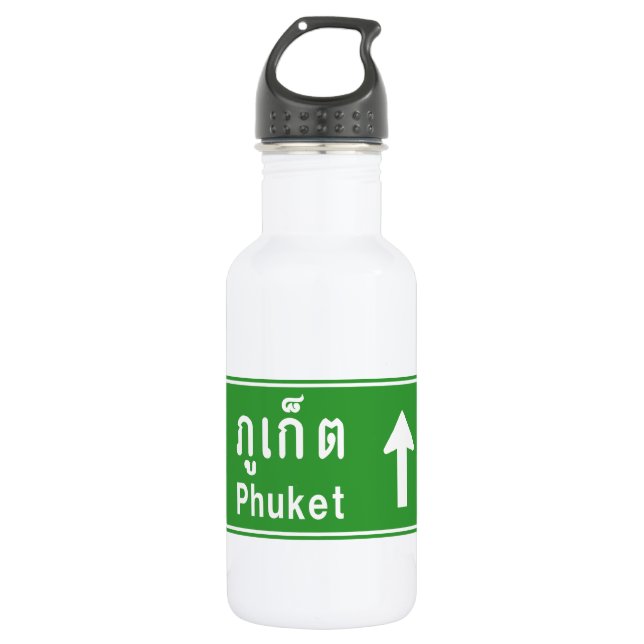 Phuket Ahead ⚠ Thai Highway Traffic Sign ⚠ 532 Ml Water Bottle (Front)
