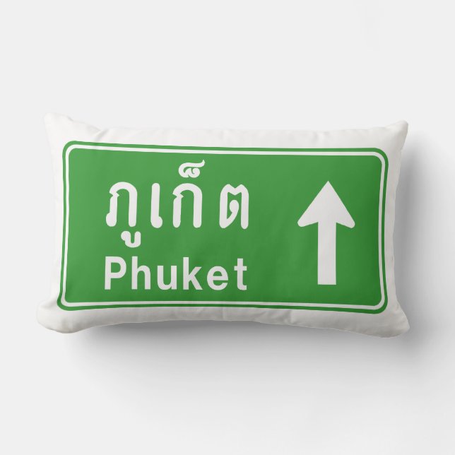 Phuket Ahead ⚠ Thai Highway Traffic Sign ⚠ Lumbar Pillow (Front)