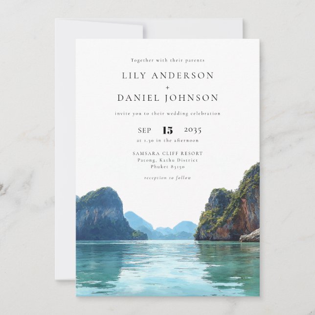 Phuket Thailand Destination All In One Wedding Invitation (Front)