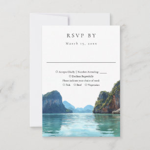 Phuket Thailand Elegant Watercolor Wedding RSVP Card