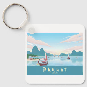 Phuket Thailand Pastel Travel Keychain