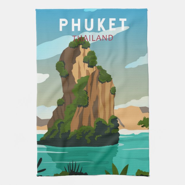 Phuket Thailand Retro  Kitchen Towel (Vertical)