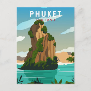 Phuket Thailand Retro Postcard