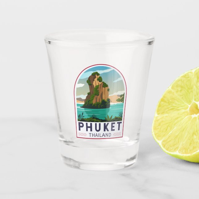 Phuket Thailand Retro Shot Glass (Front)