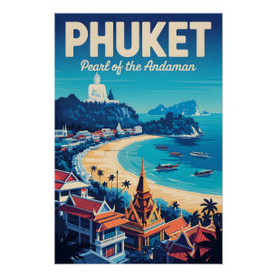 Phuket Thailand Retro Travel Poster Art