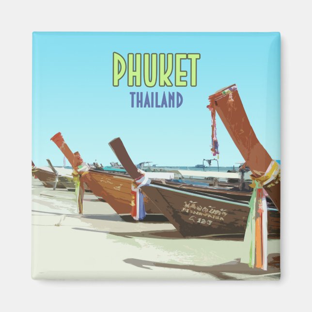 Phuket Thailand Tropical Beach Vintage Magnet (Front)