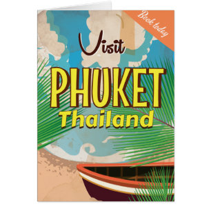 Phuket Thailand vintage travel poster