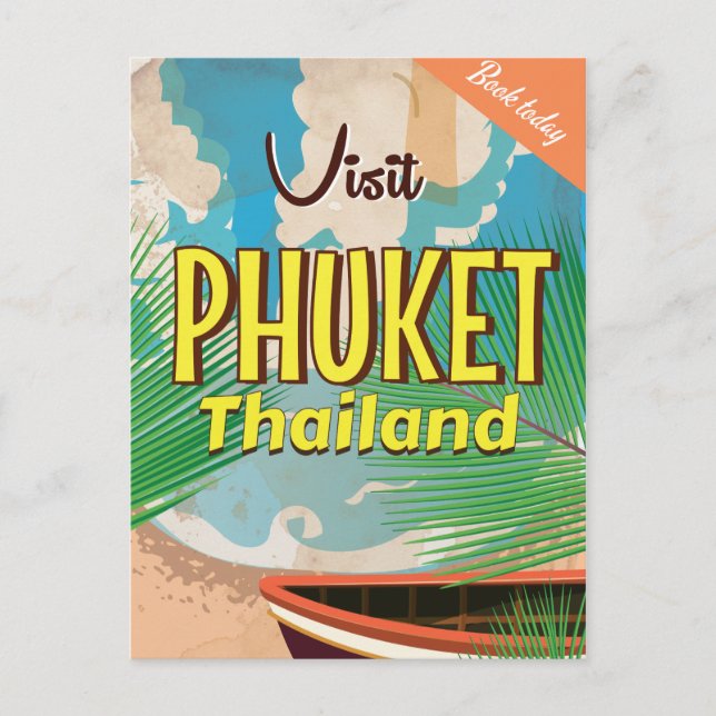 Phuket Thailand vintage travel poster Postcard (Front)