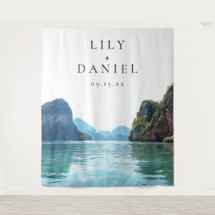 Phuket Tropical Wedding Photo Backdrop Tapestry