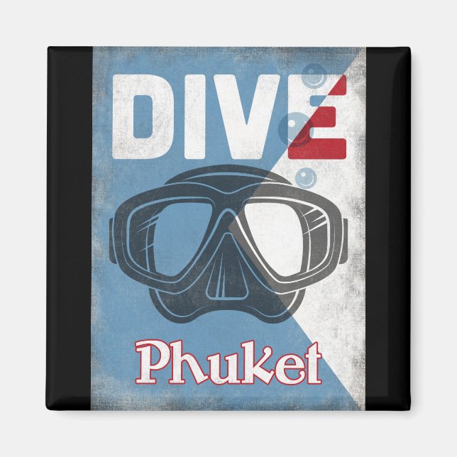 Phuket Vintage Scuba Diving Mask Magnet (Front)