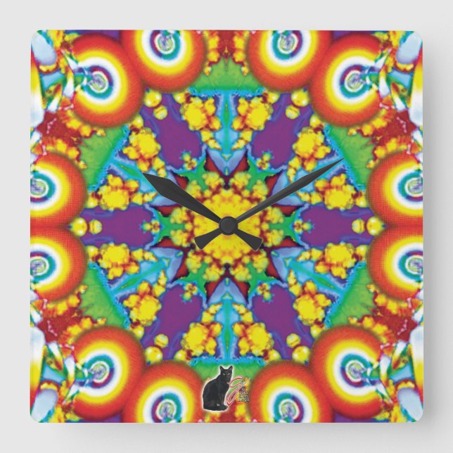 Phyletic Kaleidoscope Square Wall Clock (Front)