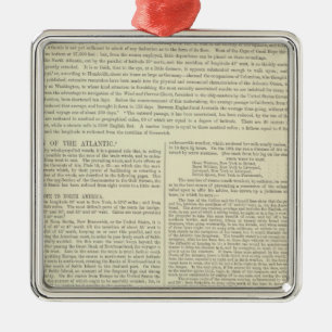 Physical Chart of the Atlantic Ocean Metal Ornament