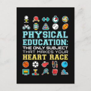 Physical Education Heart Race PE Teacher Postcard