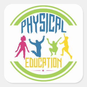 Physical Education- With Children Playing Square Sticker