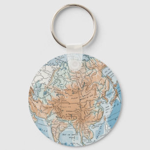 Physical Map of Asia (1916) Keychain