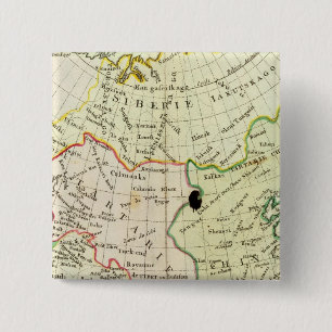 Physical map of Asia 2 Inch Square Button