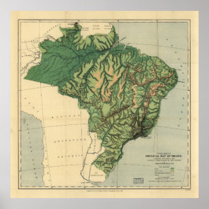 Physical Map of Brazil (1886) Poster