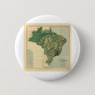 physical map of brazil 2 inch round button