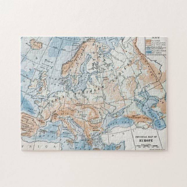 Physical Map of Europe (1916) Jigsaw Puzzle (Horizontal)