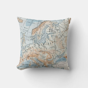 Physical Map of Europe (1916) Throw Pillow