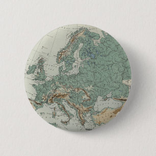 Physical Map of Europe 2 Inch Round Button