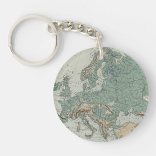Physical Map of Europe Keychain