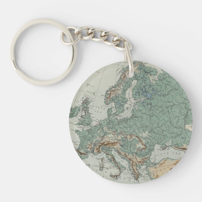 Physical Map of Europe Keychain (Front)