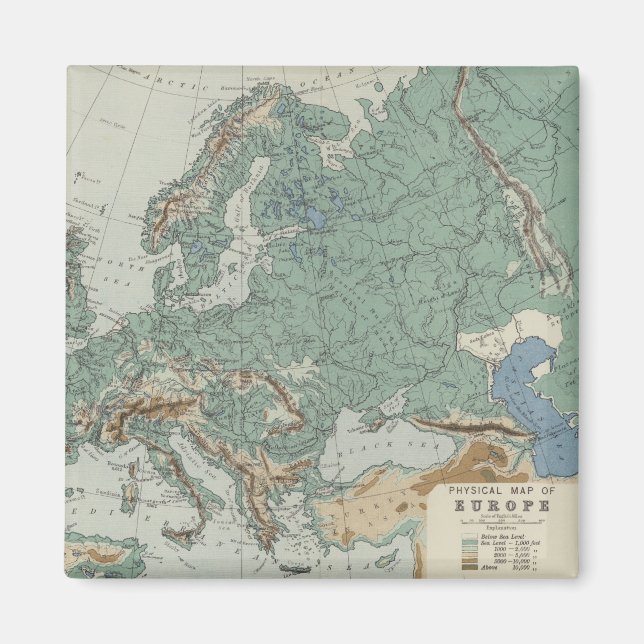Physical Map of Europe Magnet (Front)