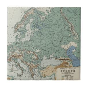 Physical Map of Europe Tile