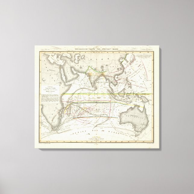Physical Map of Indian seas Canvas Print (Front)