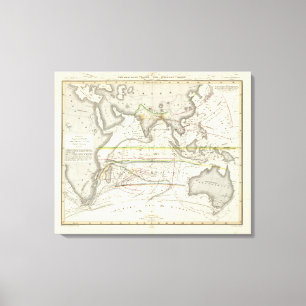 Physical Map of Indian seas Canvas Print