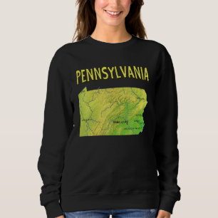 Physical Map Of Pennsylvania Major Cities Lakes Ri Sweatshirt