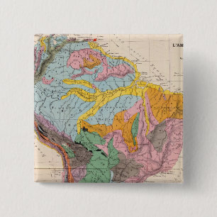Physical Map of South America 2 Inch Square Button