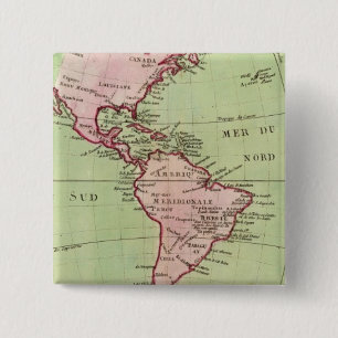 Physical map of the Americas 2 Inch Square Button