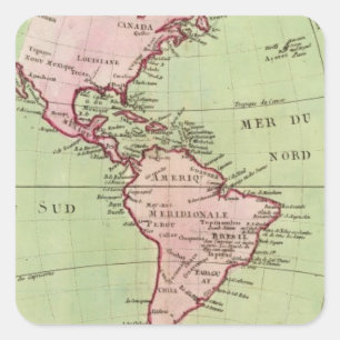 Physical map of the Americas Square Sticker