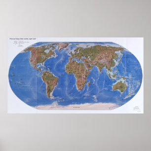 Physical map of the world, April 2007 Poster